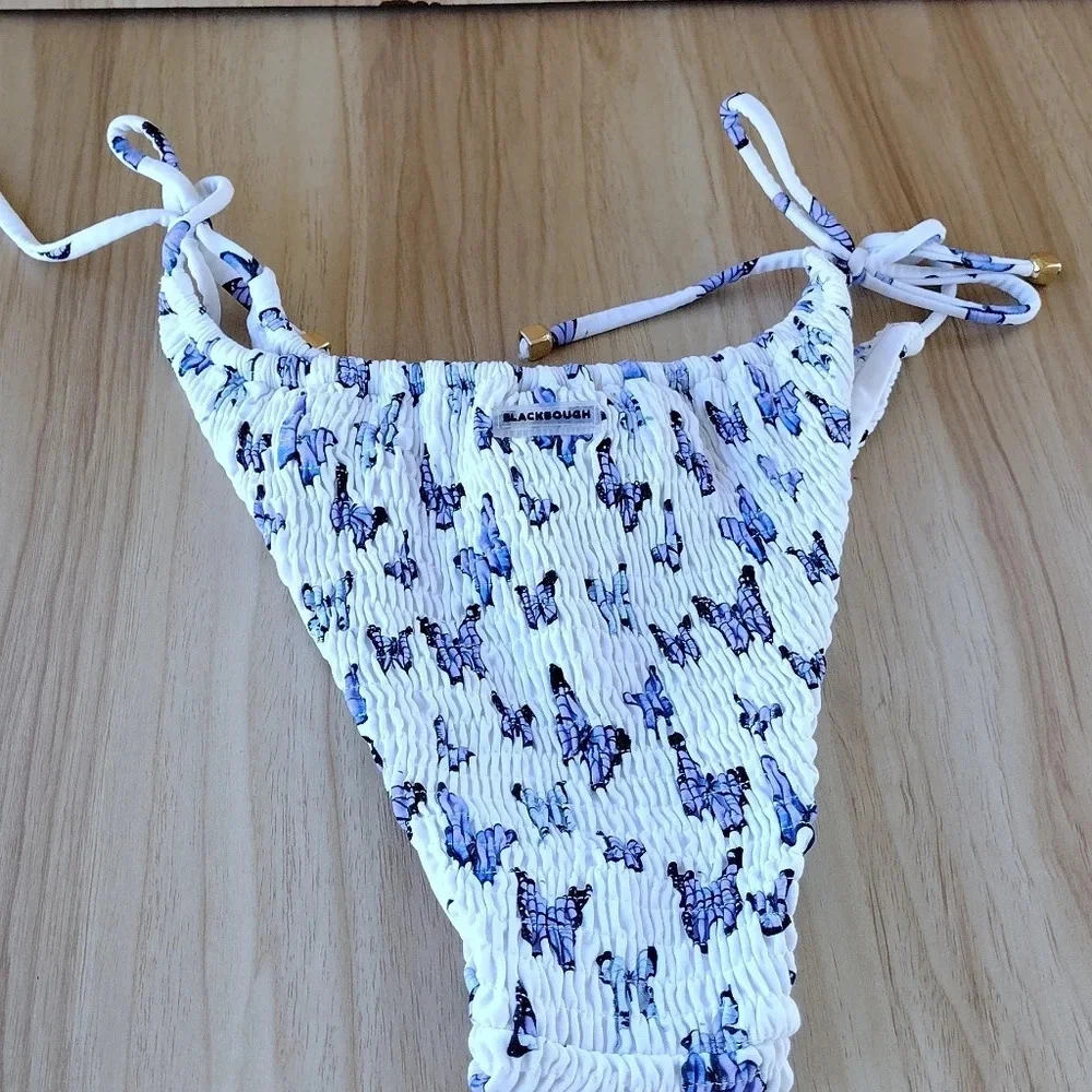Blackbougn Side Tie Bikini Smoked Butterfly Swim Bottom Medium M